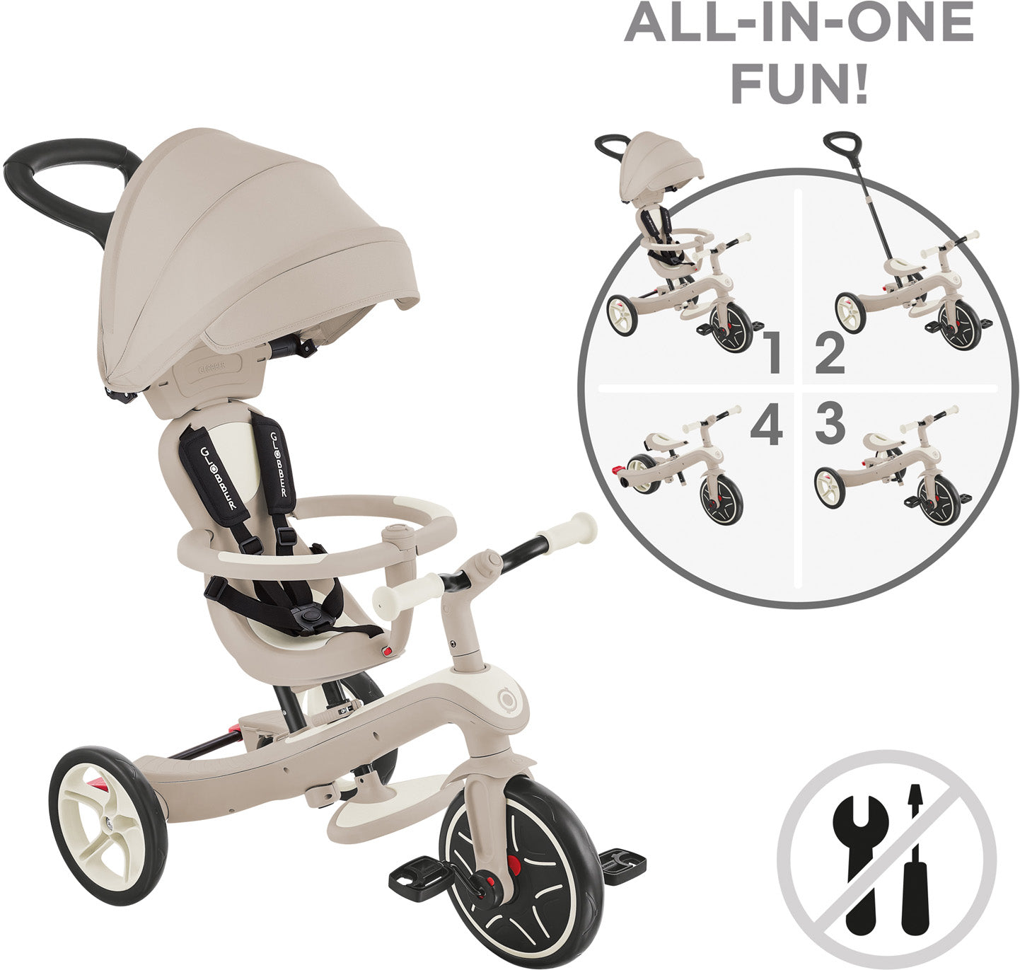 Globber Laufrad / Dreirad | Trike Explorer 4 in 1 Ecologic | Coconut