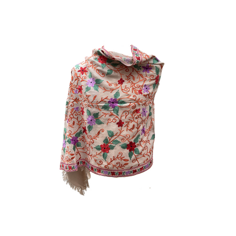 AISHITERU - Angelina Embroidered Wool Shawl - Elegant Floral Wrap 💫🌸