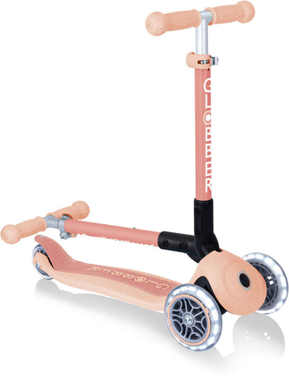 Globber Mini Scooter | JUNIOR Foldable Lights Eco | Peach