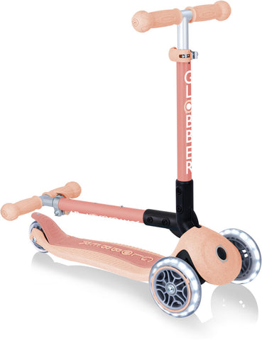 Globber Mini Scooter | JUNIOR Foldable Lights Eco | Peach