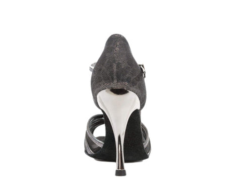 Grace Bliss Tanzschuhe in Silber & Schwarz Satin