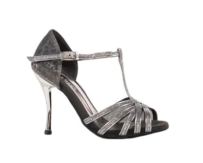Grace Bliss Tanzschuhe in Silber & Schwarz Satin