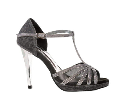 Grace Bliss Tanzschuhe in Silber & Schwarz Satin