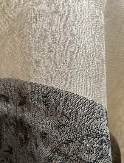 AISHITERU - Selene Silk Shawl - Ivory & Charcoal Moonlit Luxury ✨🌓