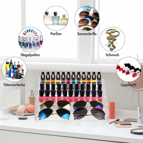AusDaur Nagellack Aufbewahrung Organizer Regal, 6-Tier Klar Farbständer, Halter für Miniaturfarben, Gel-Nagellack, ätherischen Ölen und Sonnenbrille, erfüllt Künstler und Schönheitsbedürfnisse