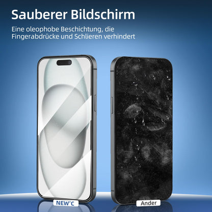 NEW'C 3 Stück, Panzer Schutz Glas für iPhone 16 Plus, iPhone 15 Pro Max, iPhone 15 Plus (6,7 Zoll), Frei von Kratzern, 9H Härte, HD Displayschutzfolie, 0.33mm Ultra-klar, Ultrabeständi