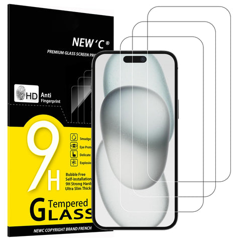 NEW'C 3 Stück, Panzer Schutz Glas für iPhone 16 Plus, iPhone 15 Pro Max, iPhone 15 Plus (6,7 Zoll), Frei von Kratzern, 9H Härte, HD Displayschutzfolie, 0.33mm Ultra-klar, Ultrabeständi