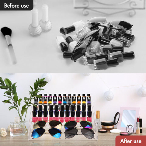 AusDaur Nagellack Aufbewahrung Organizer Regal, 6-Tier Klar Farbständer, Halter für Miniaturfarben, Gel-Nagellack, ätherischen Ölen und Sonnenbrille, erfüllt Künstler und Schönheitsbedürfnisse