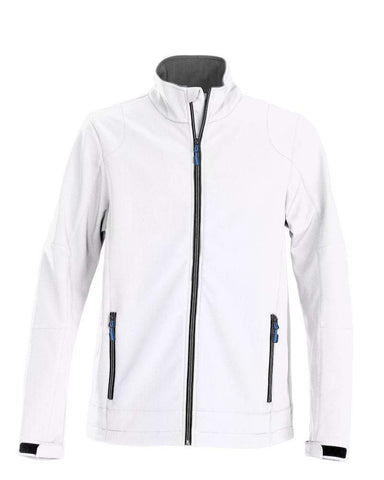 Trial softshell-Softshell-Jacke mit Stretchanteil. Zweifarbiger Reißverschluss vorne und an den Taschen