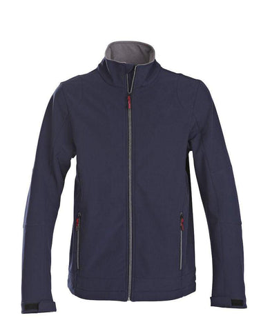 Trial softshell-Softshell-Jacke mit Stretchanteil. Zweifarbiger Reißverschluss vorne und an den Taschen