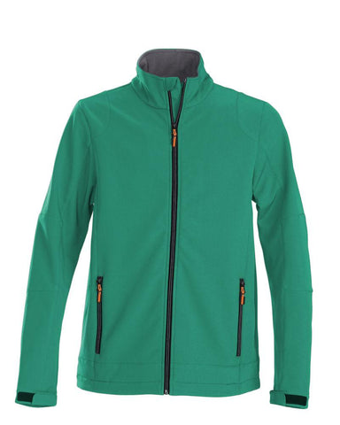 Trial softshell-Softshell-Jacke mit Stretchanteil. Zweifarbiger Reißverschluss vorne und an den Taschen