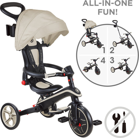Globber Laufrad / Dreirad | Trike Explorer 4 in 1 Foldable | Taupe