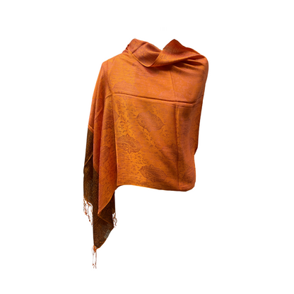 AISHITERU - Sienna Silk Shawl - Radiant Burnt-Orange Luxe ✨🧣