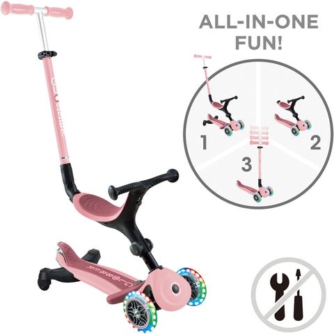 Globber Laufrad / Dreirad | GO UP Active Lights 360° | Pastel Pink