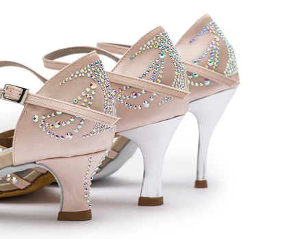 Sparkle Shine Tanzschuhe in Nude Rosé Satin