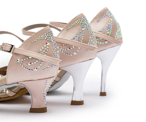 Sparkle Shine Tanzschuhe in Nude Rosé Satin