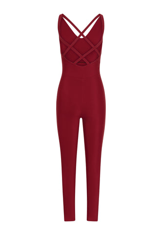 2101 Double Cross Jumpsuit in Bordeaux