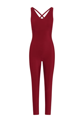 2101 Double Cross Jumpsuit in Bordeaux