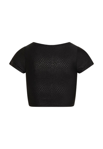 063 Tshirt Leather Look in Schwarz