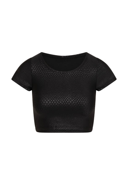 063 Tshirt Leather Look in Schwarz