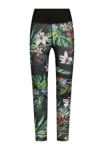 876 Extra High Waist Leggings in Schwarz & Grün geblumt