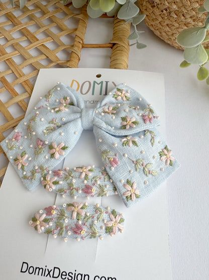 Embroidered Bloom Clips