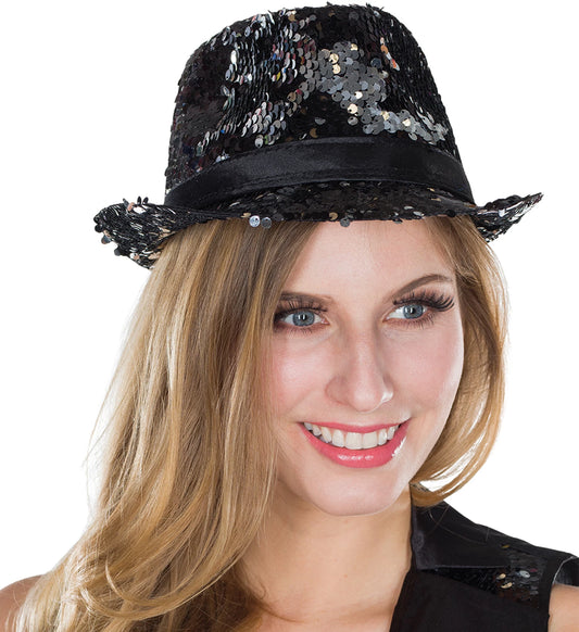 Hut Fedora schwarz / silber