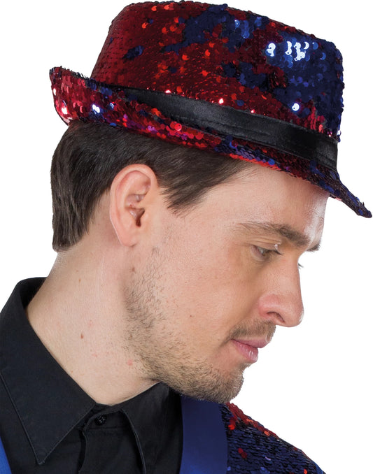 Hut Fedora blau / rot