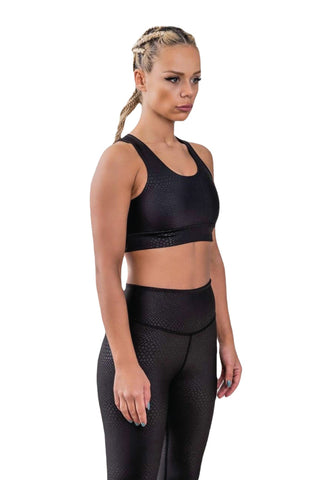 937 Leggings en simili cuir en noir serpent