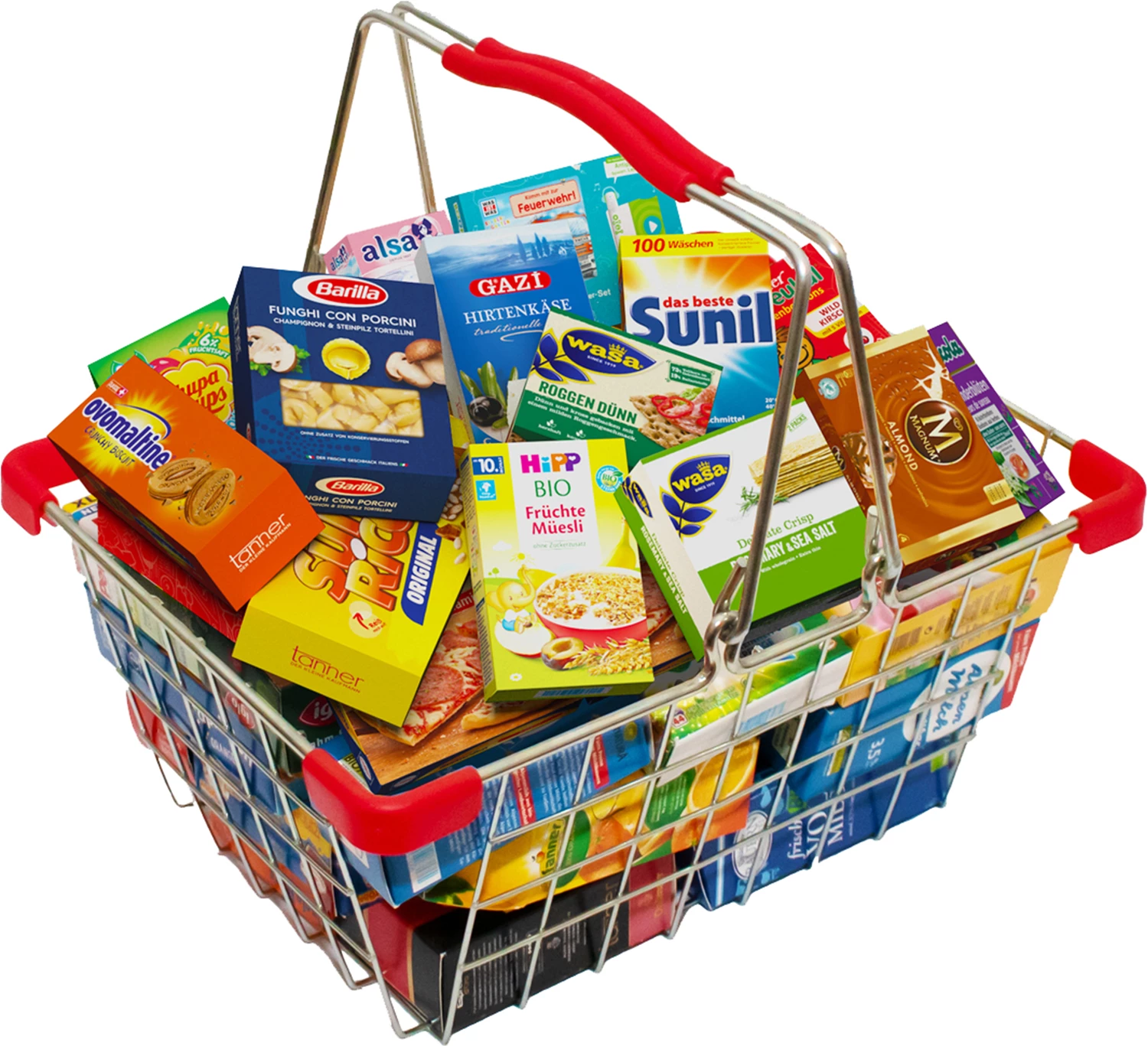 Einkaufskorb Metall, gefüllt