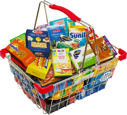 Einkaufskorb Metall, gefüllt