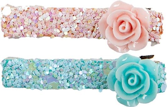 Haarclips Glitter Rosette