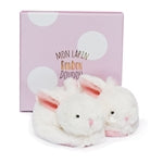 Bonbon Hase Füsslinge mit Rassel, rosa 0-6M