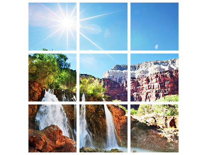 Leinwandbild 9-teilig Fantastischer Wasserfall