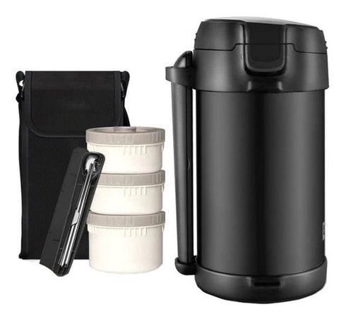 Thermo Lunchbox Edelstahl – 3 Boxen, 12h Warm & Bestecketui