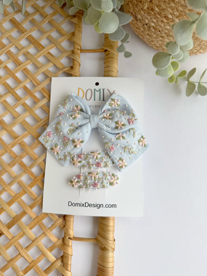 Embroidered Bloom Clips