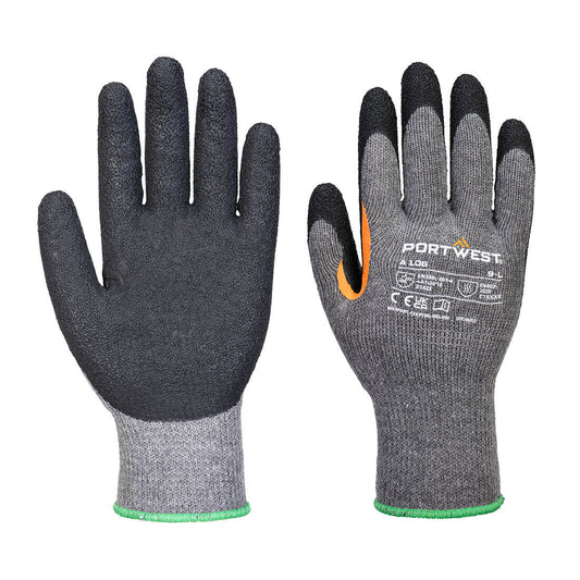 Portwest Grip 10 Latex-Handschuh mit verstärktem Daumen (Pk12) – A106 – Grau/Schwarz