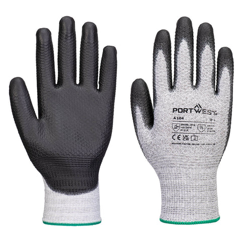 Portwest Grip 13 PU Diamond Strickhandschuh (Pk12) – A124 – Grau/Schwarz