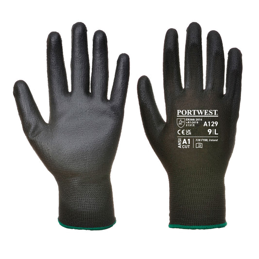 Portwest PU-Handschuh -  Karton (480) – A129 – Schwarz