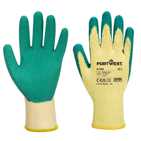 Portwest Klassischer Grip Handschuh Latex – A150 – Gruen