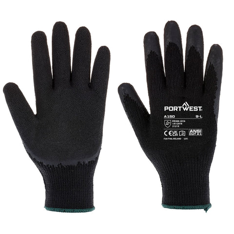 Portwest Klassischer Grip Handschuh Latex – A150 – Schwarz