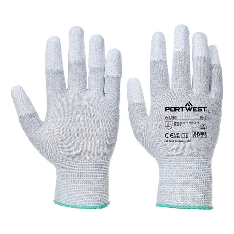 Portwest Antistatischer PU-Fingerspitzen Handschuh – A198 – Grau