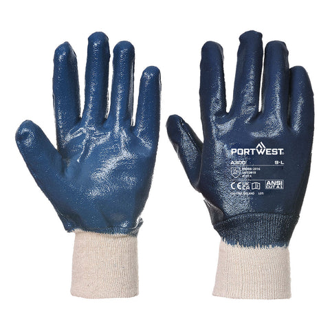 Portwest Nitrilhandschuh Mit Strickbund – A300 – Marine
