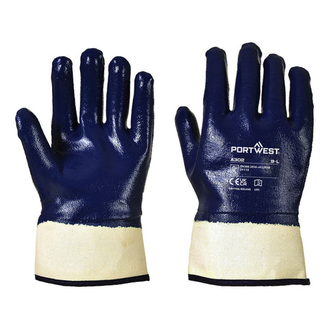 Portwest Vollgetauchter Nitrilhandschuh mit Stulpe – A302 – Marine