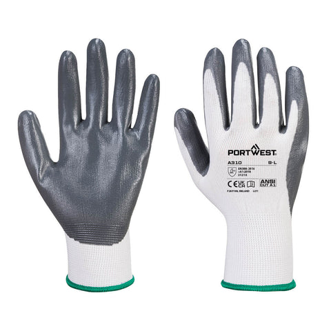 Portwest Flexo Grip Nitril Handschuh – A310 – Grau/Weiss