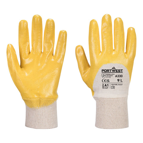 Portwest Dünner Nitrilhandschuh Mit Strickbund – A330 – Gelb