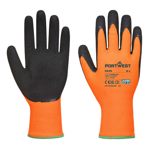 Portwest Warnschutz Grip Handschuh - Latexschaum – A340 – Orange/Schwarz