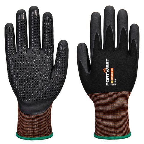 Portwest GP Grip 15 Nitril-Mikroschaum-Handschuh mit Noppen – A371 – Schwarz
