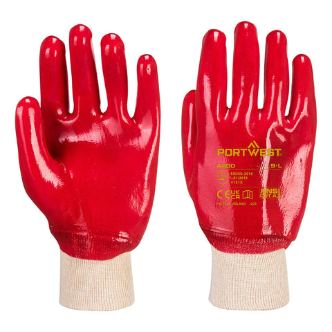 Portwest PVC-Strickbund-Handschuh – A400 – Rot