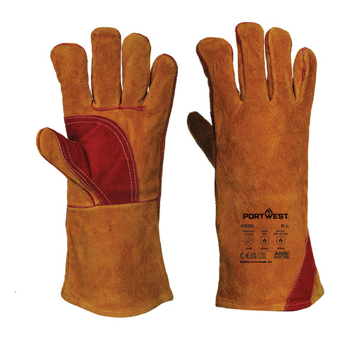 Portwest Verstärkter Schweisserschutz-Handschuh mit Stulpe – A530 – Braun